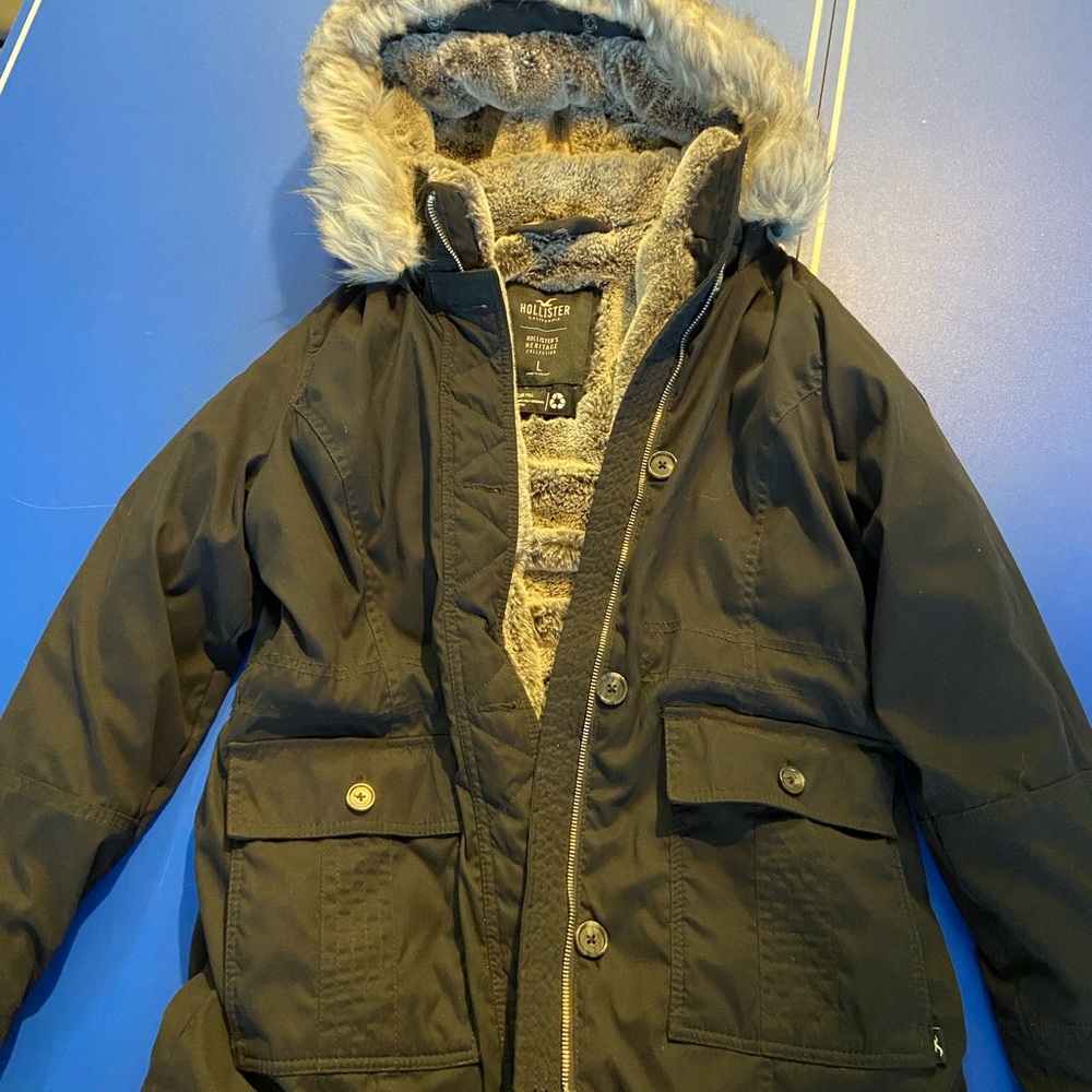 Hollister Black Jacket with Plush Lining